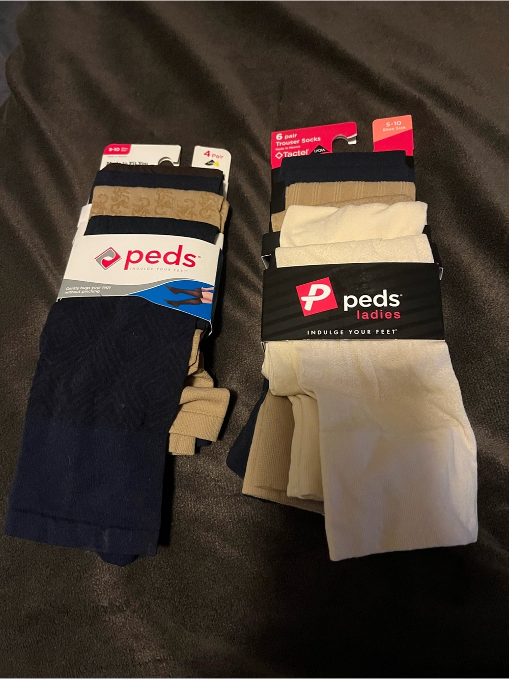Peds Ladies trouser Socks Pack — Navy and Beige